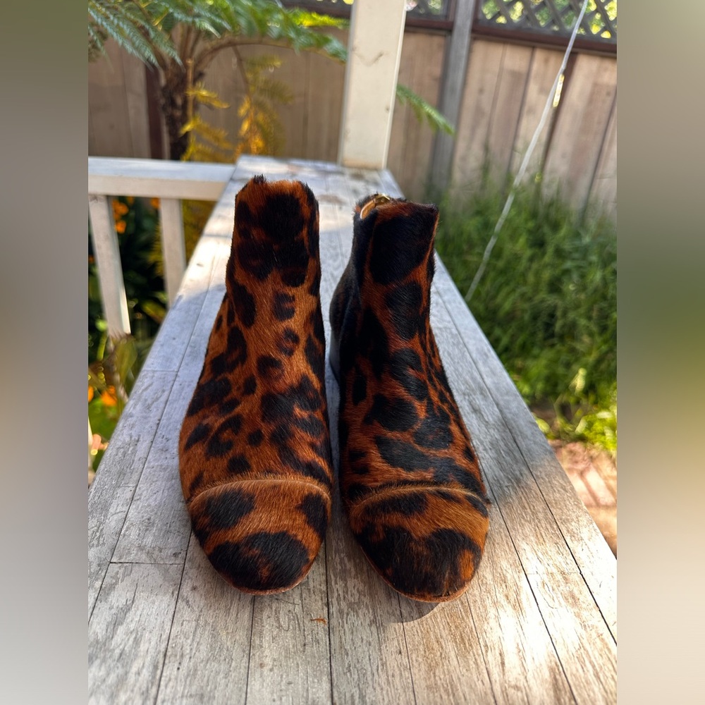 Beau Coops Designer Haircalf Fur Leather Ankle Boots Studded Animal Size 37